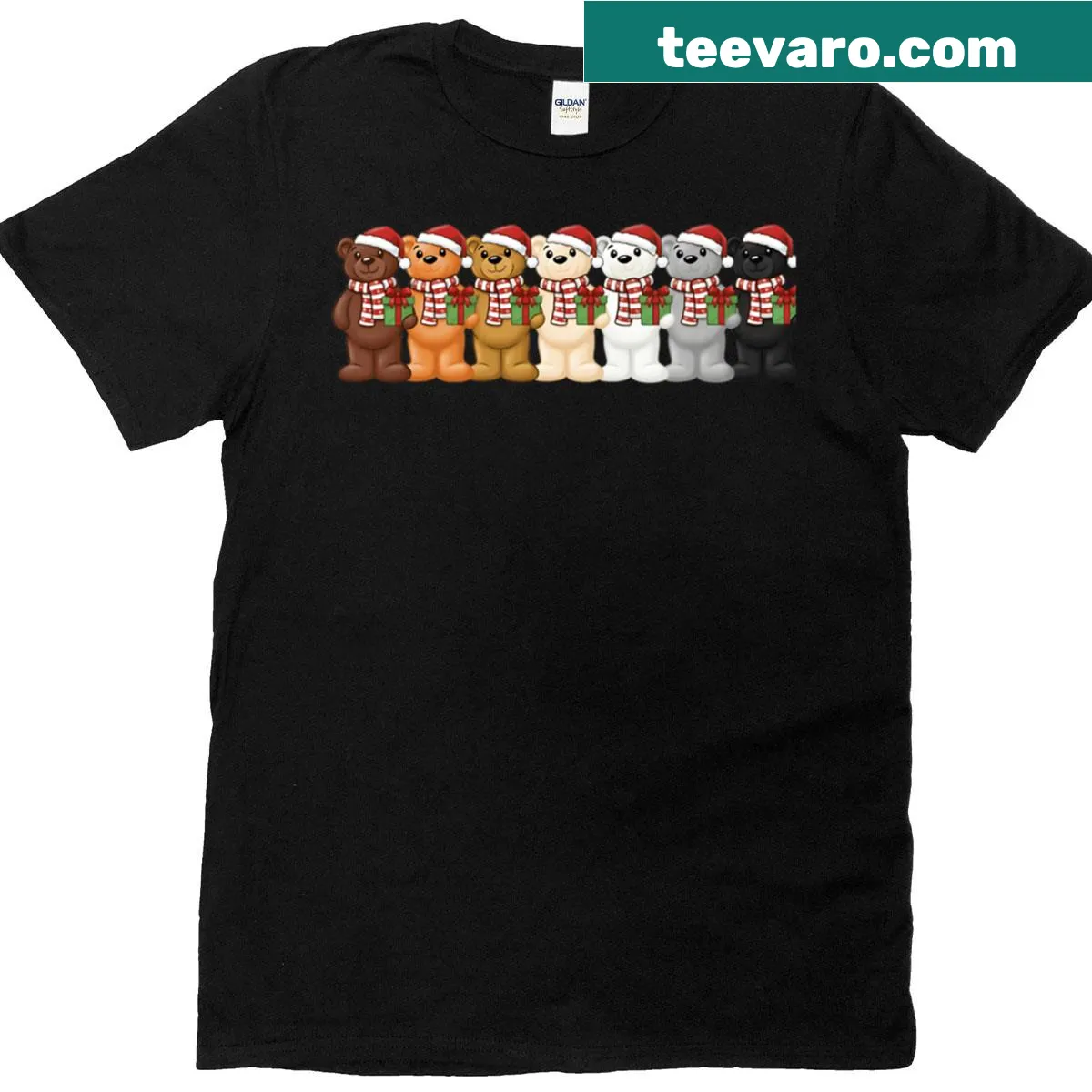 Christmas Bears whimsical design t-shirt — on a men's t-shirt