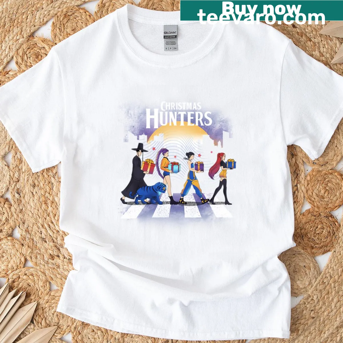 Typography graphic celebrating Christmas hunters T-shirt — on a men's t-shirt
