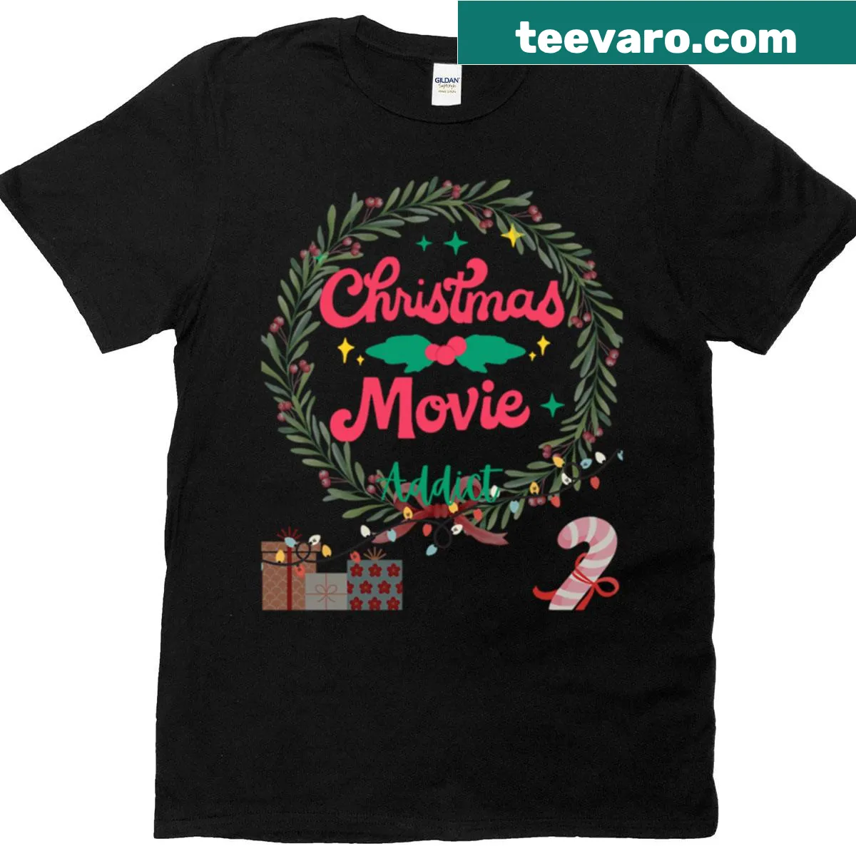 Cozy T-shirt for Christmas movie lovers with a heartwarming phrase — on a men's t-shirt