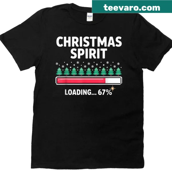 Funny Christmas loading graphic t-shirt with 67 percent progress