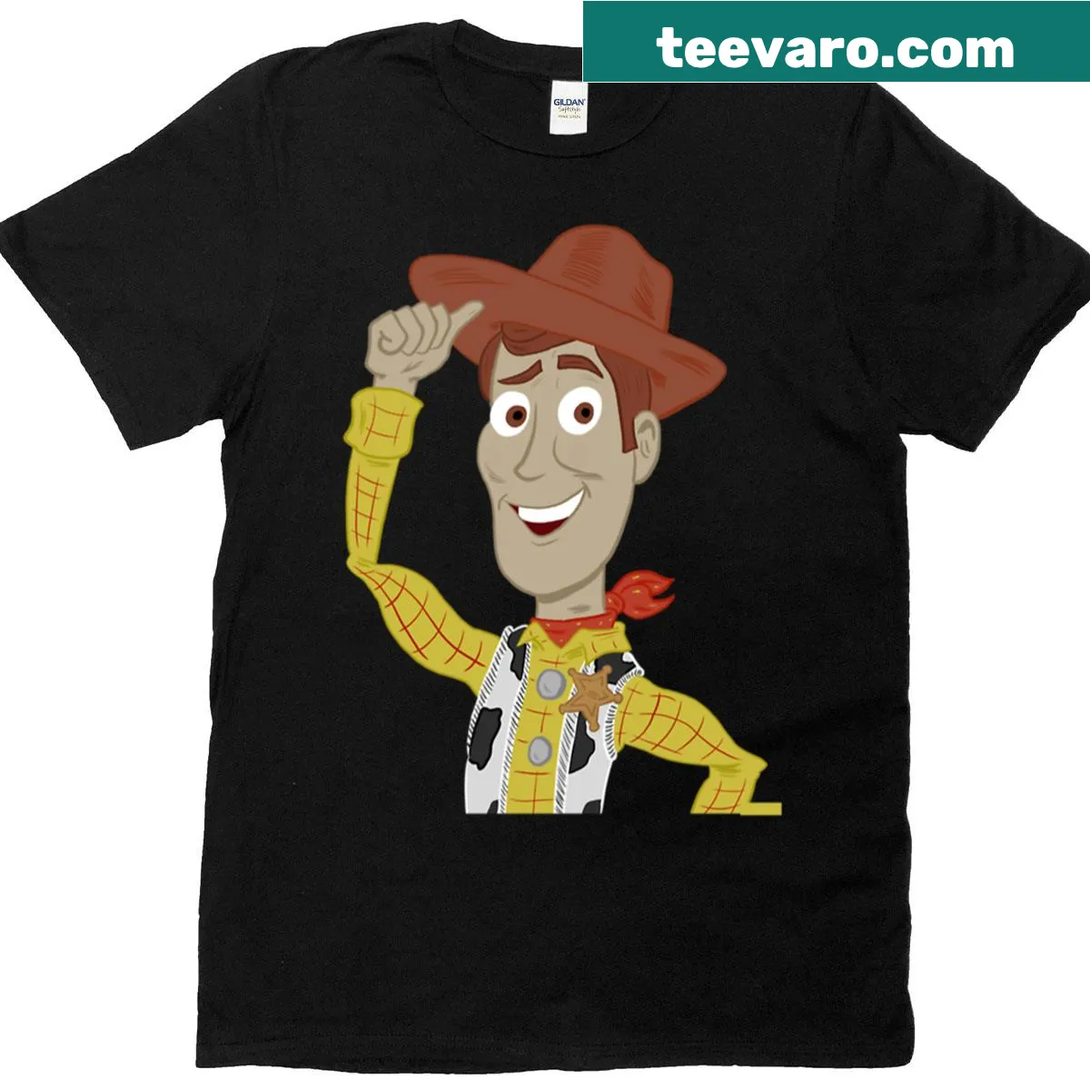 Cartoon design featuring Woody and Buzz Lightyear on a t-shirt — on a men's t-shirt