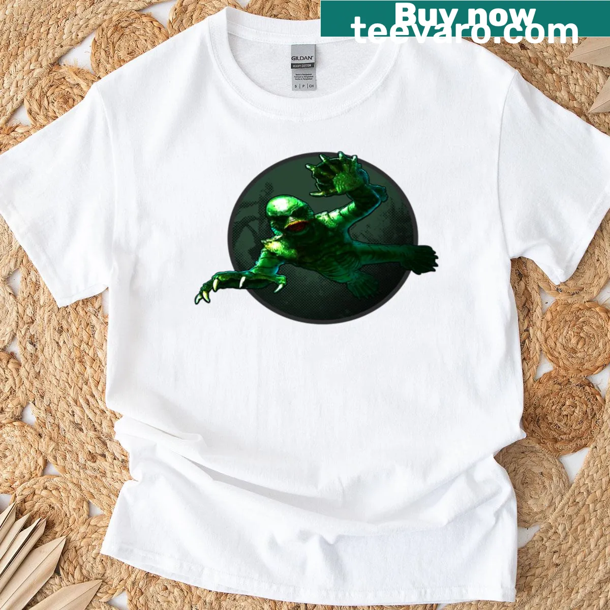 Illustration of Creature From The Black Lagoon on a T-shirt — on a men's t-shirt