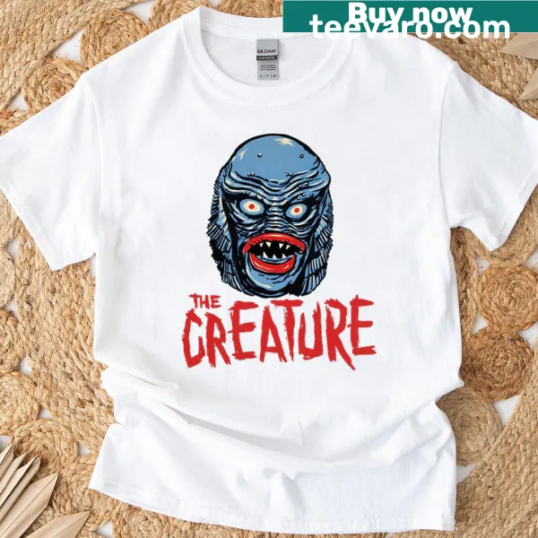 Illustrated t-shirt featuring a fearsome creature and horror elements