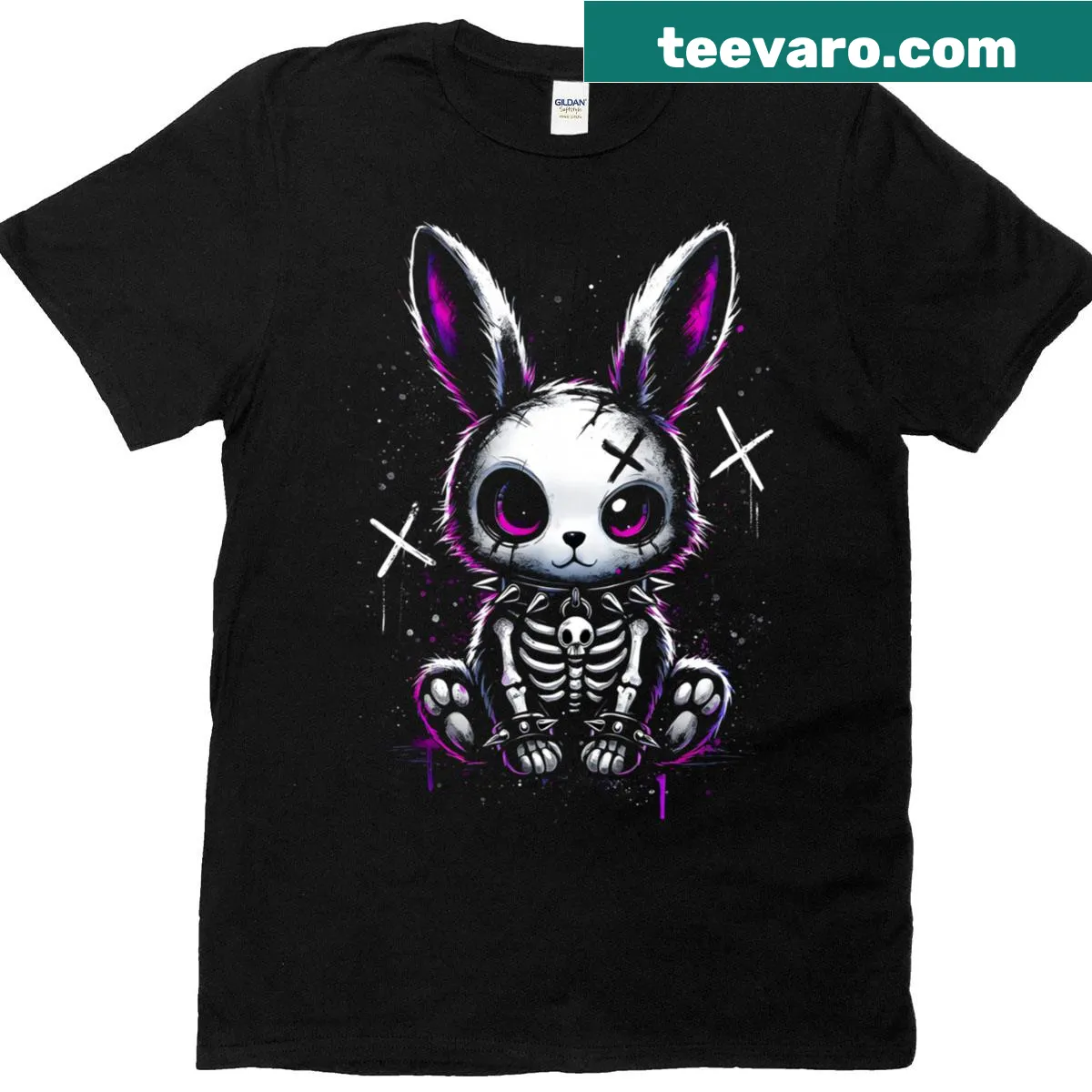Gothic aesthetic rabbit illustration on a T-shirt with edgy designs — on a men's t-shirt