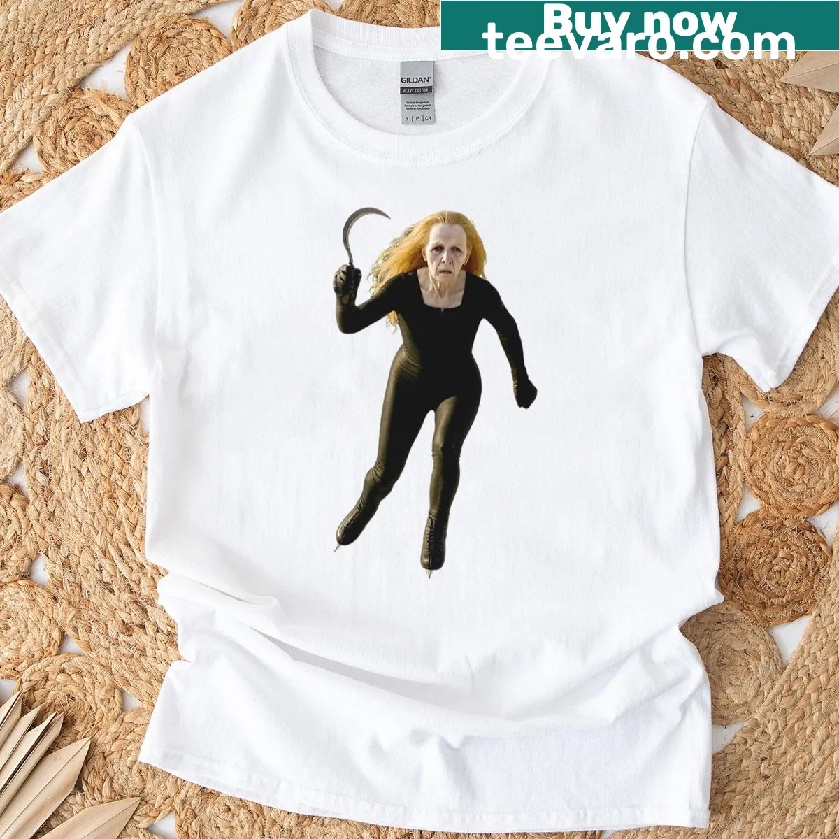 Ice skating scene graphic inspired by 80s cult horror on a t-shirt — on a men's t-shirt