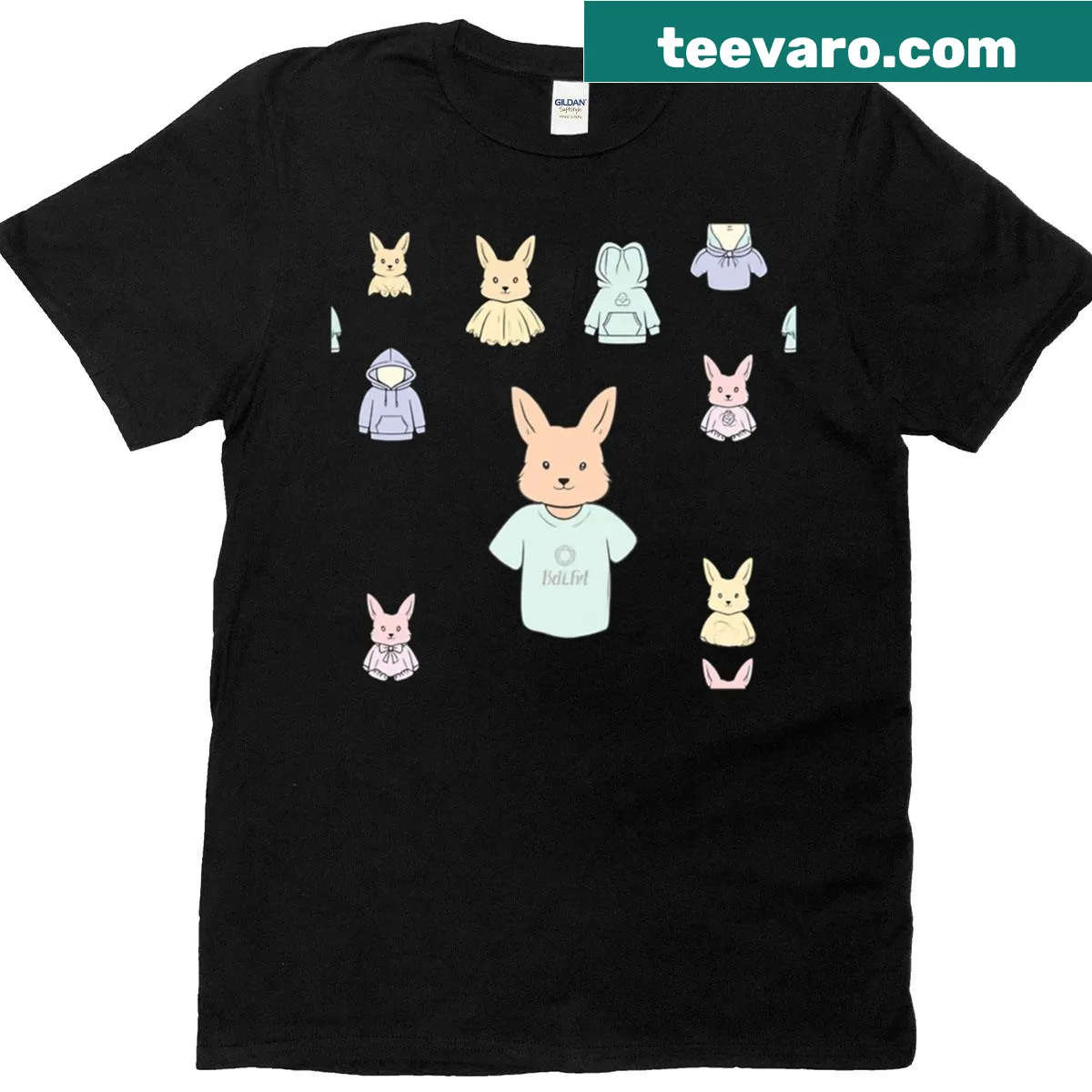 Pastel rabbit kawaii animal fashion t-shirt — on a men's t-shirt