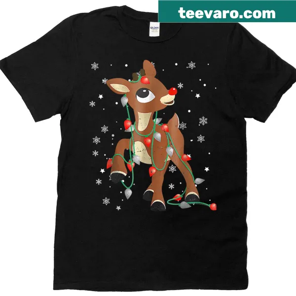 Illustrative T-shirt with Rudolph the Red-Nosed Reindeer for kids.
