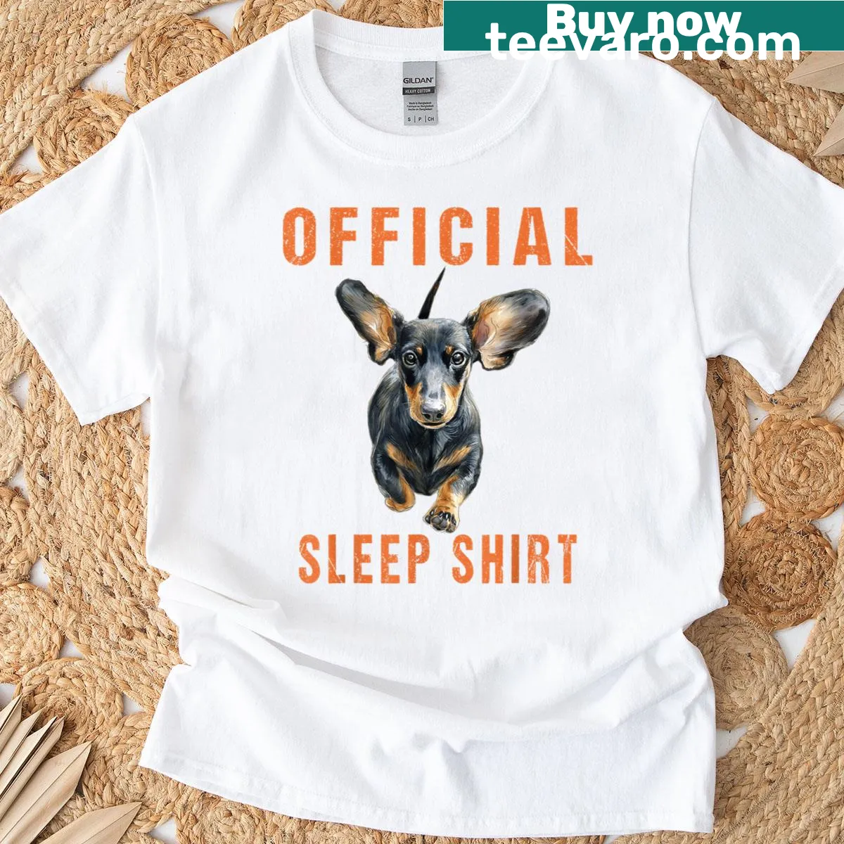 Playful dog-themed graphic on a lazy pajama t-shirt — on a men's t-shirt