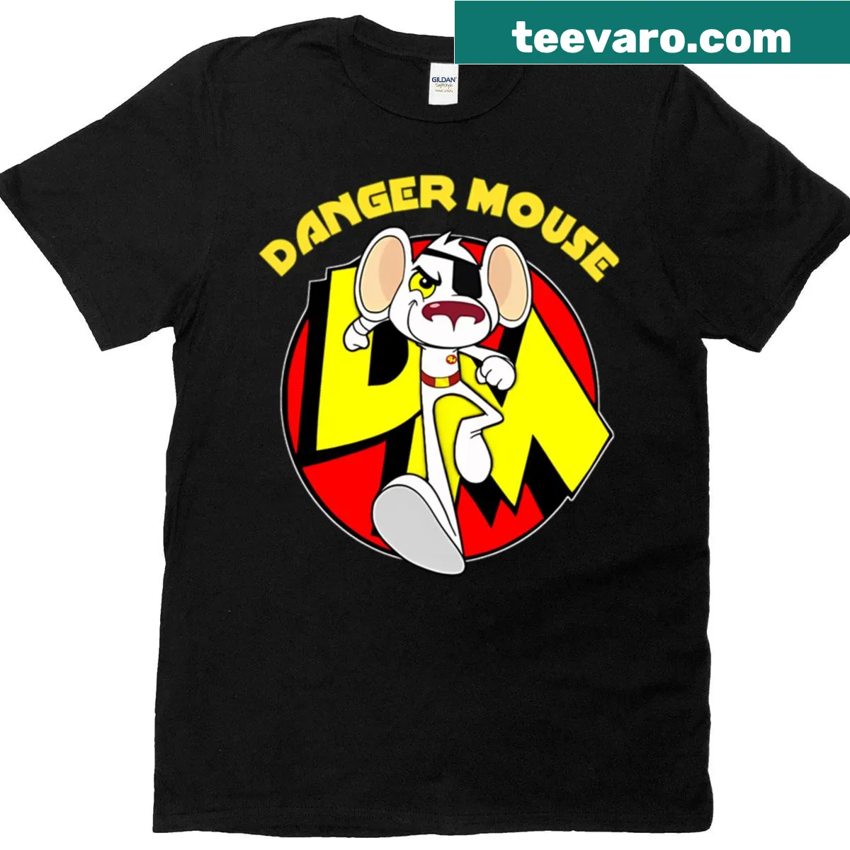 Vintage-style t-shirt featuring Danger Mouse cartoon character — on a men's t-shirt
