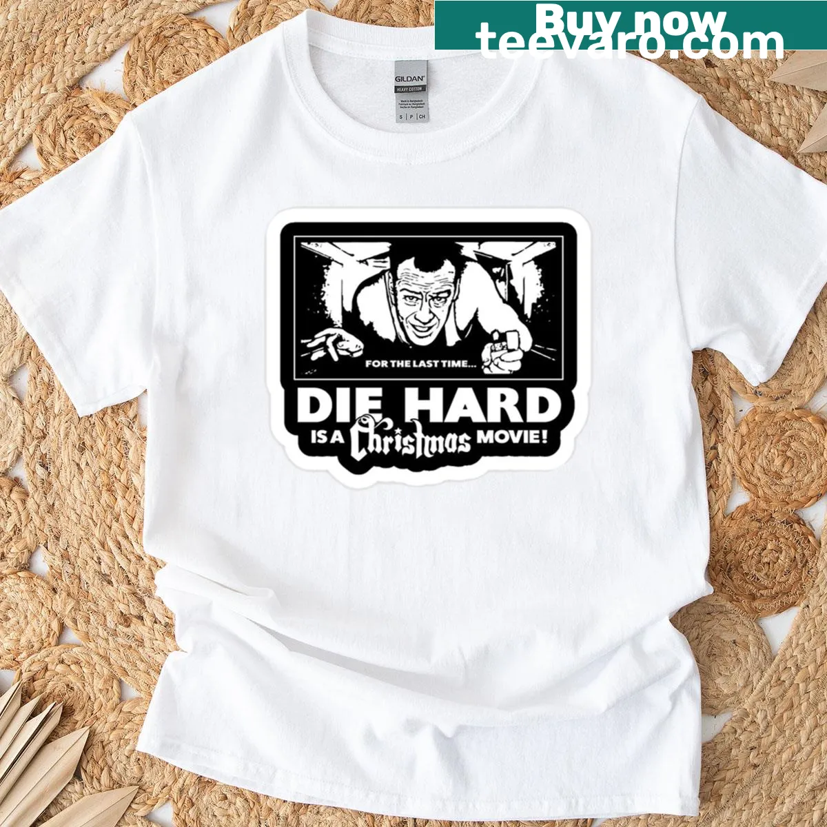 Die Hard-themed T-shirt celebrating the Christmas classic — on a men's t-shirt