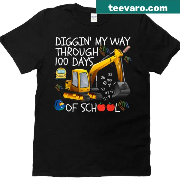 Cartoon excavator design for 100 days of school