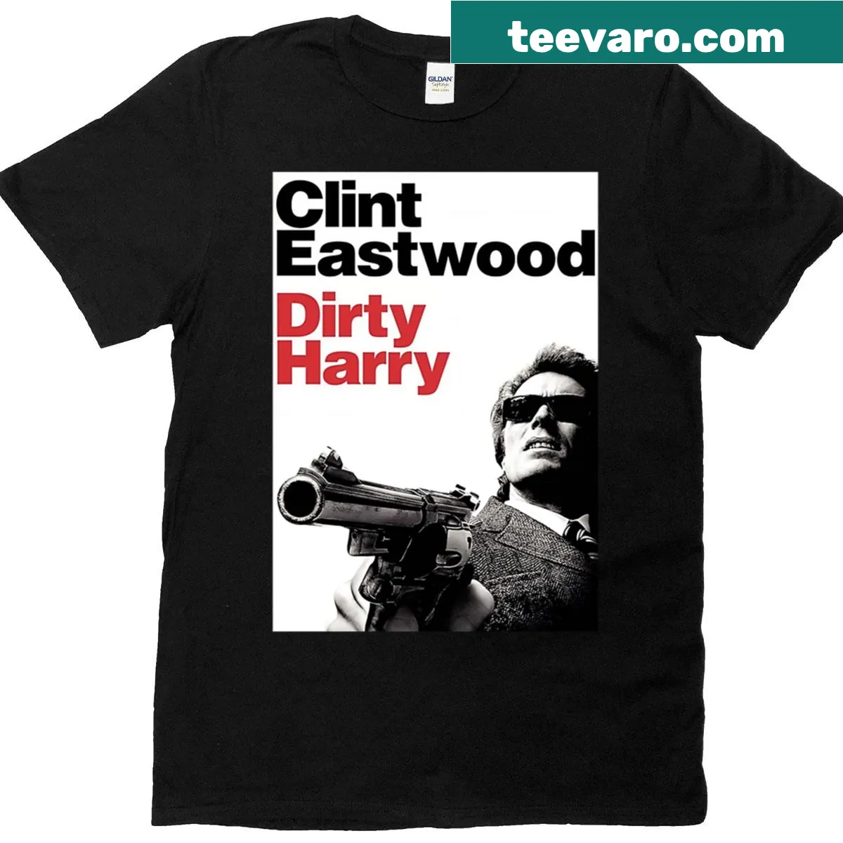 Illustration of Dirty Harry film cover on t-shirt — on a men's t-shirt
