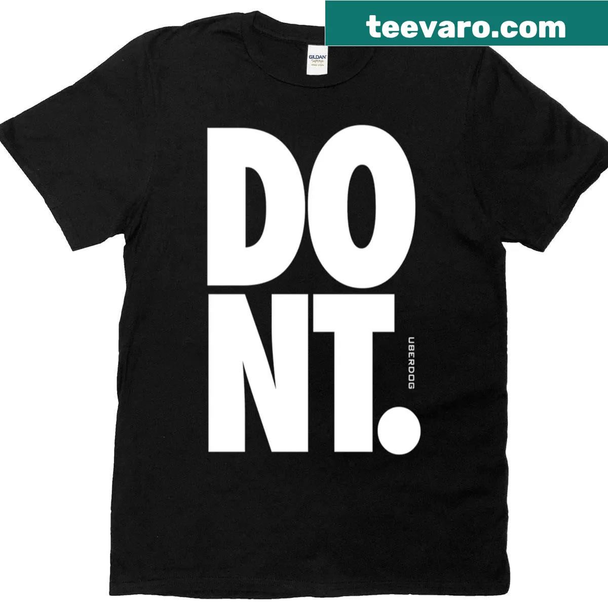 Dont White t-shirt featuring bold graphic text — on a men's t-shirt