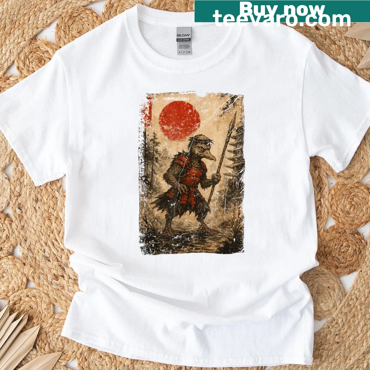 Duck Kappa Warrior t-shirt in Ukiyo-e style — on a men's t-shirt