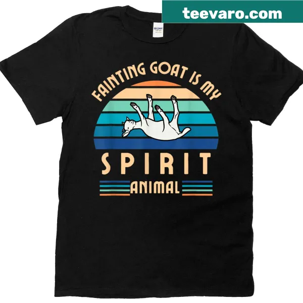 Whimsical T-shirt with fainting goat illustration for animal lovers