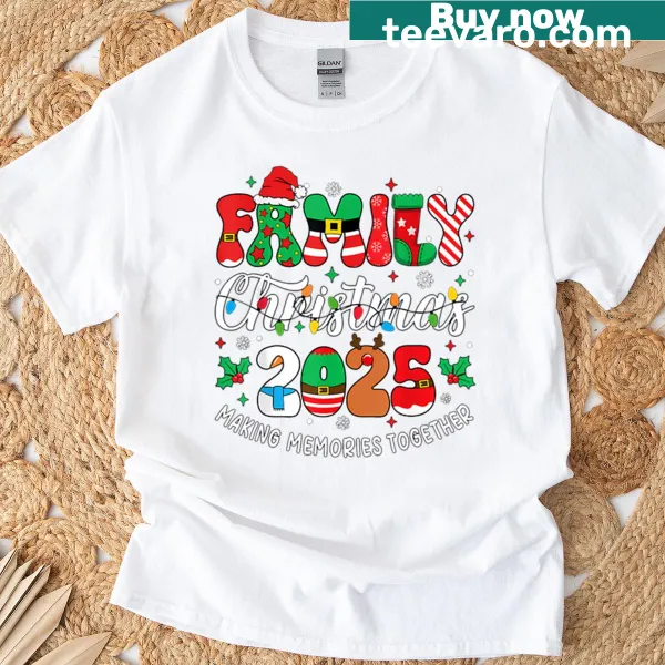 Matching Family Christmas T-shirts with festive design