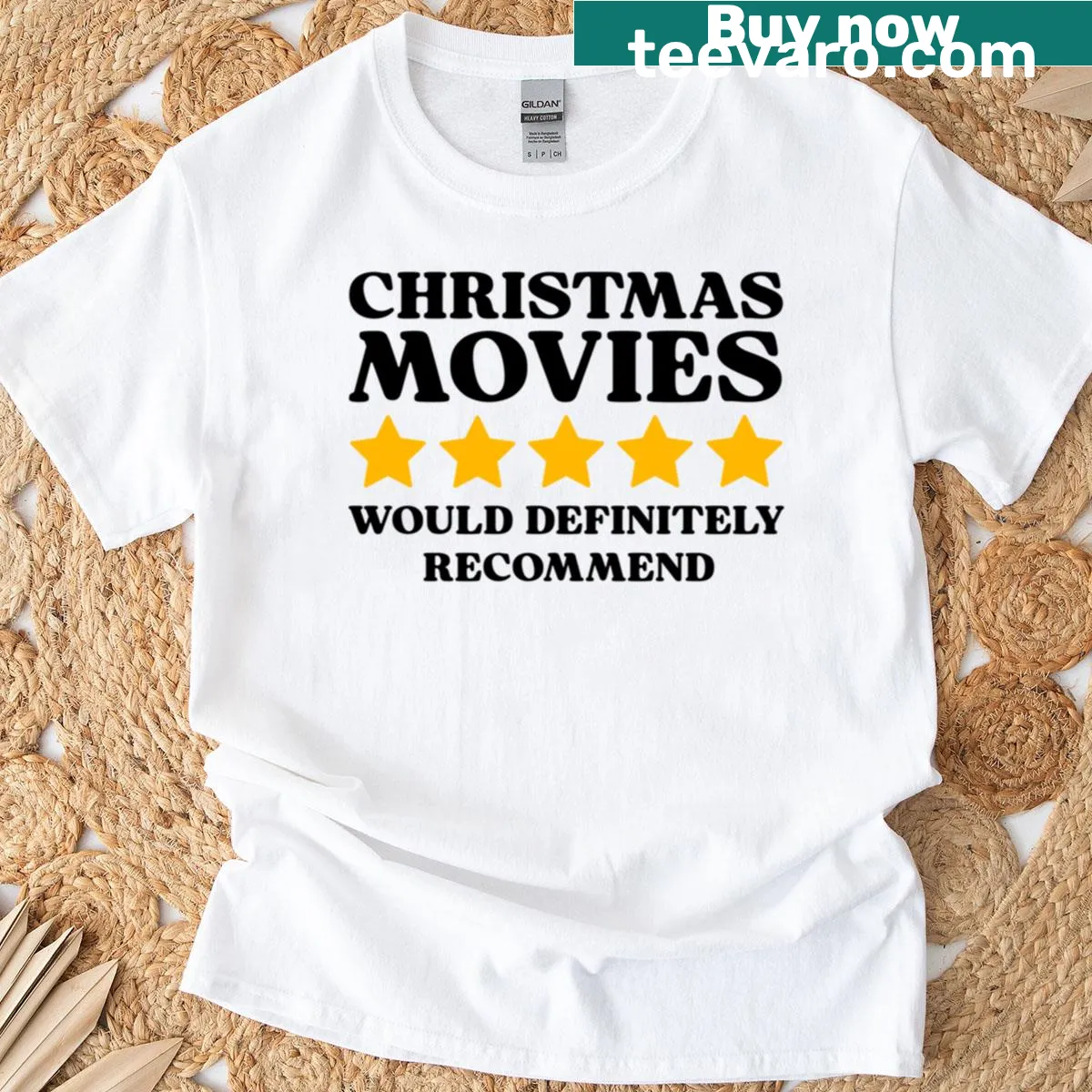 Graphic T-shirt featuring popular festive movies design — on a men's t-shirt
