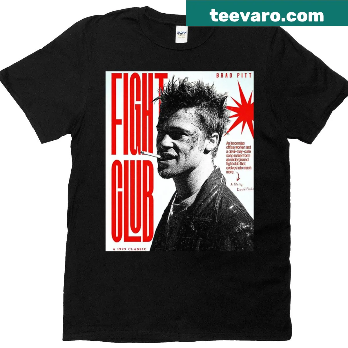 T-shirt featuring graphic inspired by Fight Club — on a men's t-shirt