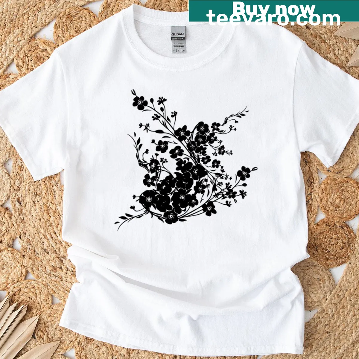 Floral silhouette design on a t-shirt — on a men's t-shirt