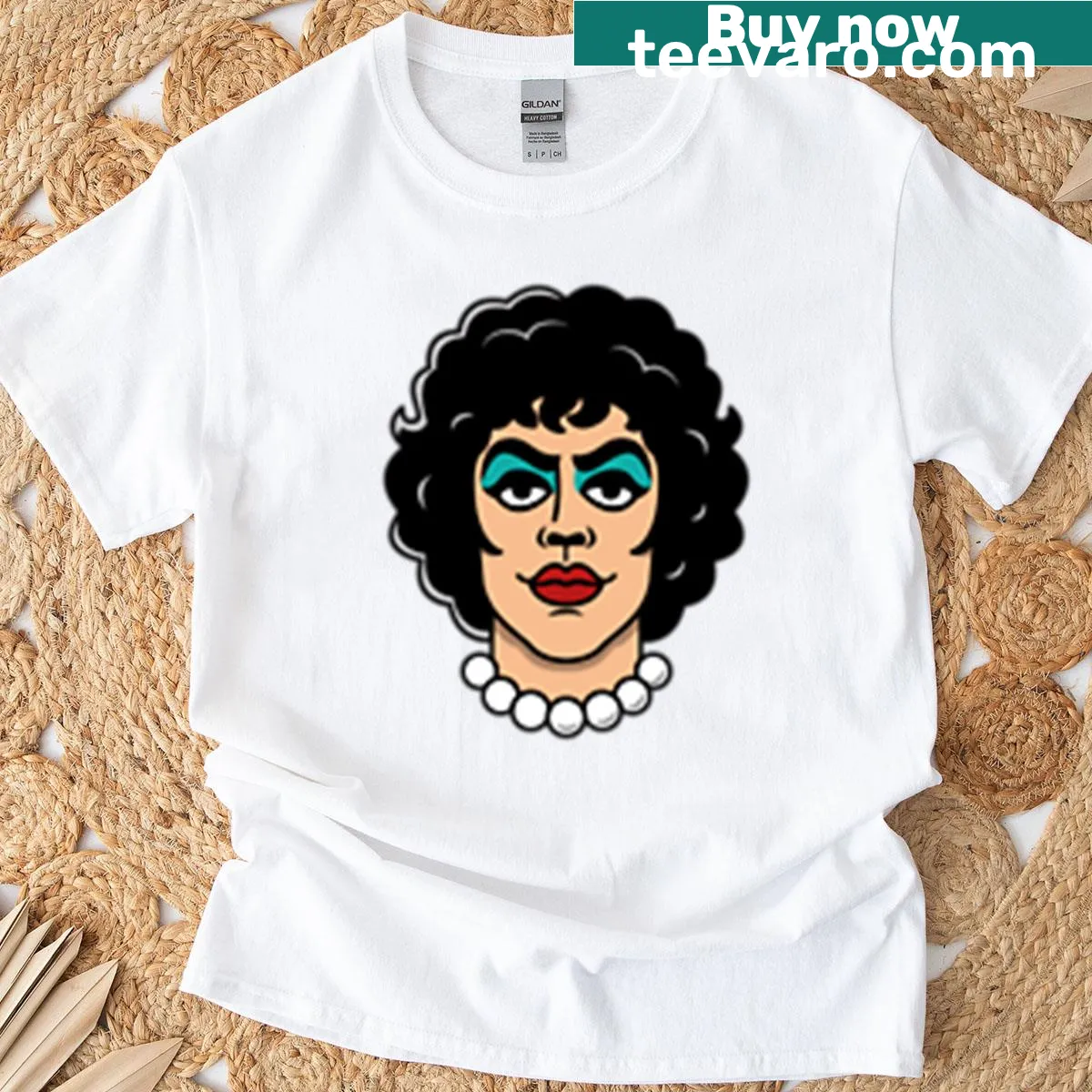 Rocky Horror Frank N Furter illustrated t-shirt — on a men's t-shirt