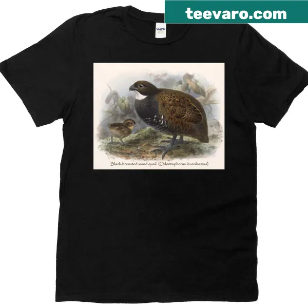 Illustrated Black-breasted Wood Quail graphic T-shirt