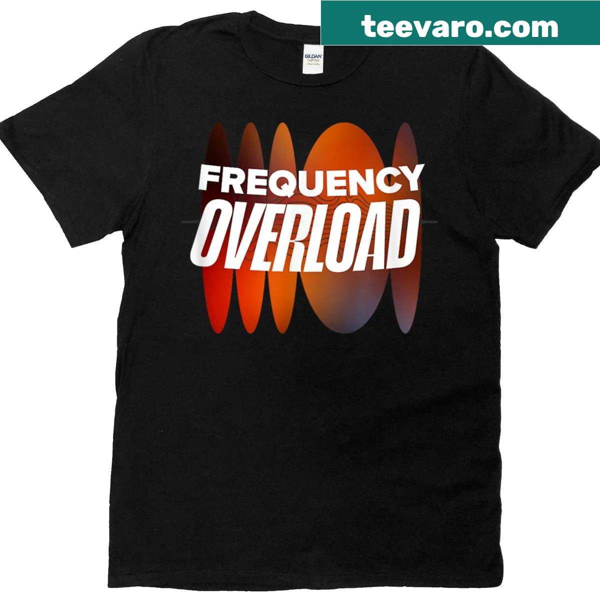 T-shirt with the text 'Frequency Overload' in playful typography — on a men's t-shirt