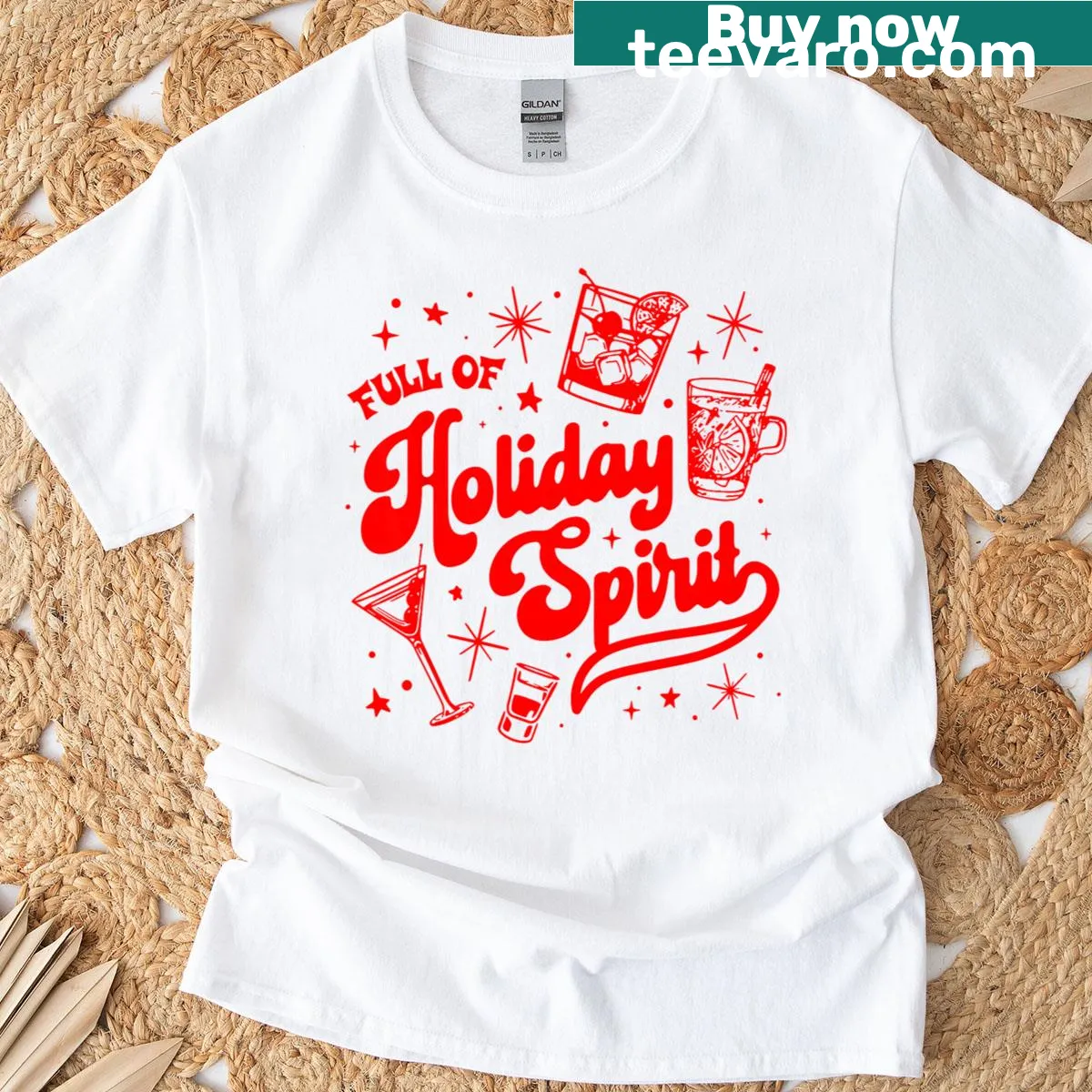 Retro Christmas t-shirt celebrating holiday cocktails — on a men's t-shirt