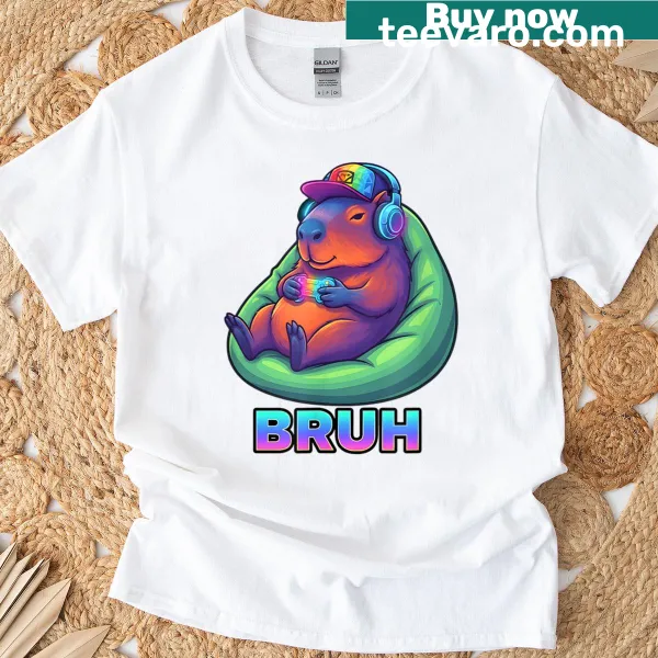 Funny capybara and 'Bruh' text illustration t-shirt