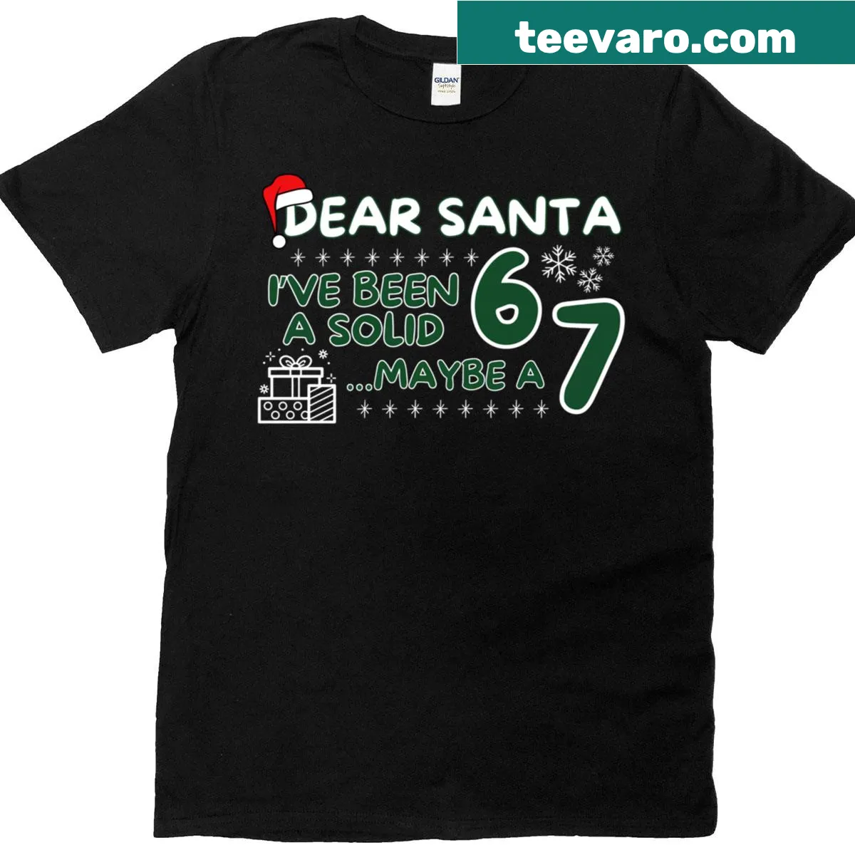 Funny Christmas tee with cheeky message for kids about Santa — on a men's t-shirt