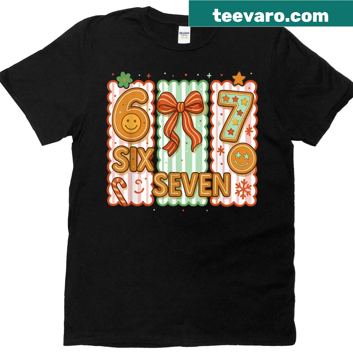 Funny Christmas T-shirt with the phrase 'Ginger Six Seven' — on a men's t-shirt