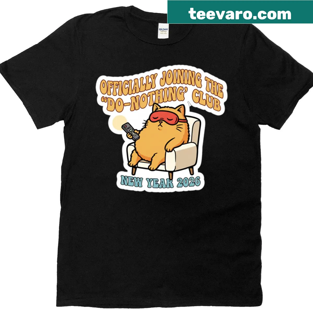 Humorous 'Do Nothing Club' graphic T-shirt for New Year — on a men's t-shirt
