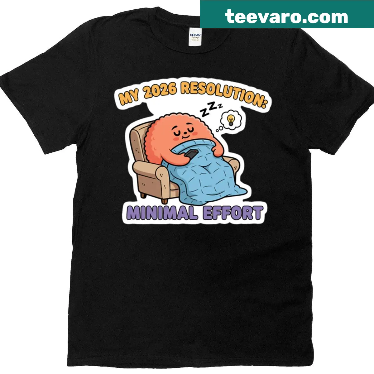 Funny t-shirt with humorous New Year resolution message for 2026 — on a men's t-shirt