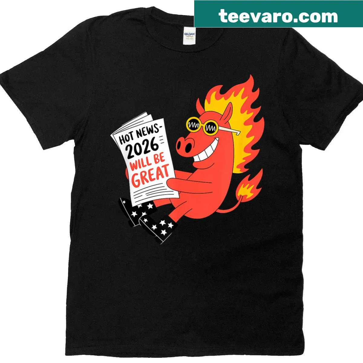 Humorous Year of the Horse t-shirt design for New Year — on a men's t-shirt