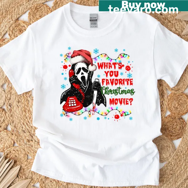 Fun Christmas movie-themed t-shirt with Ghostface design.