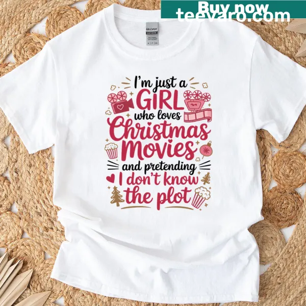 T-shirt with text design celebrating Christmas movie nights