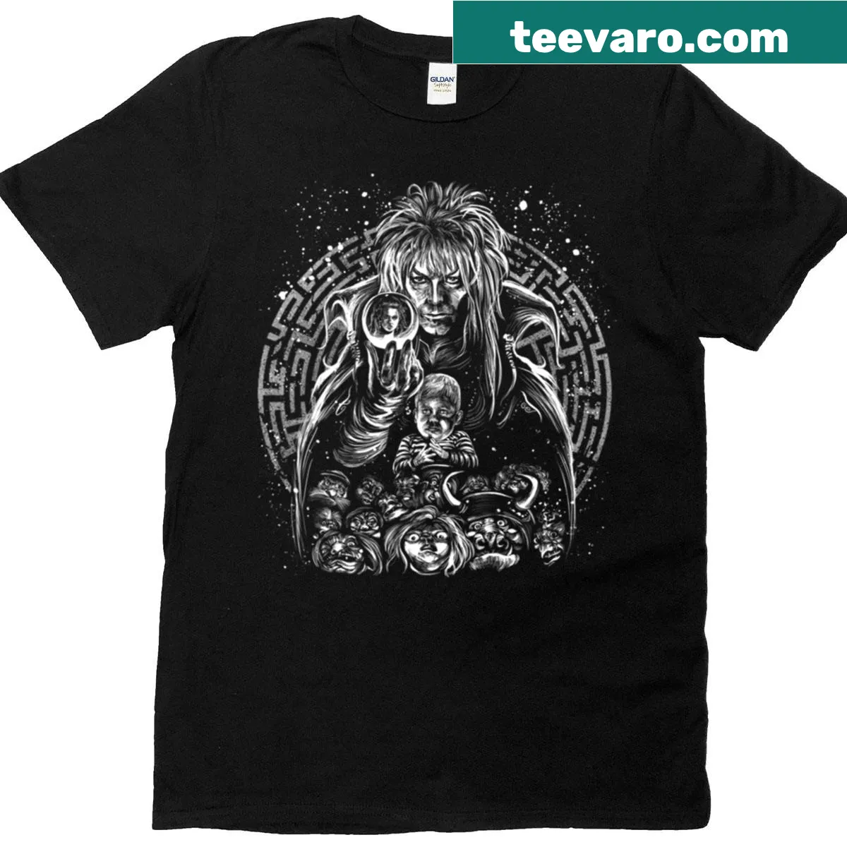 Illustration of the Goblin King in a snowy landscape on a T-shirt — on a men's t-shirt