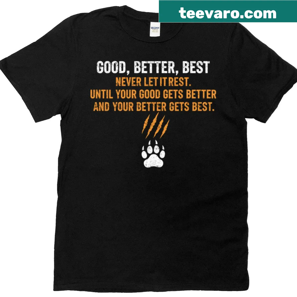 Vintage distressed t-shirt with motivational quote 'Good Better Best' — on a men's t-shirt