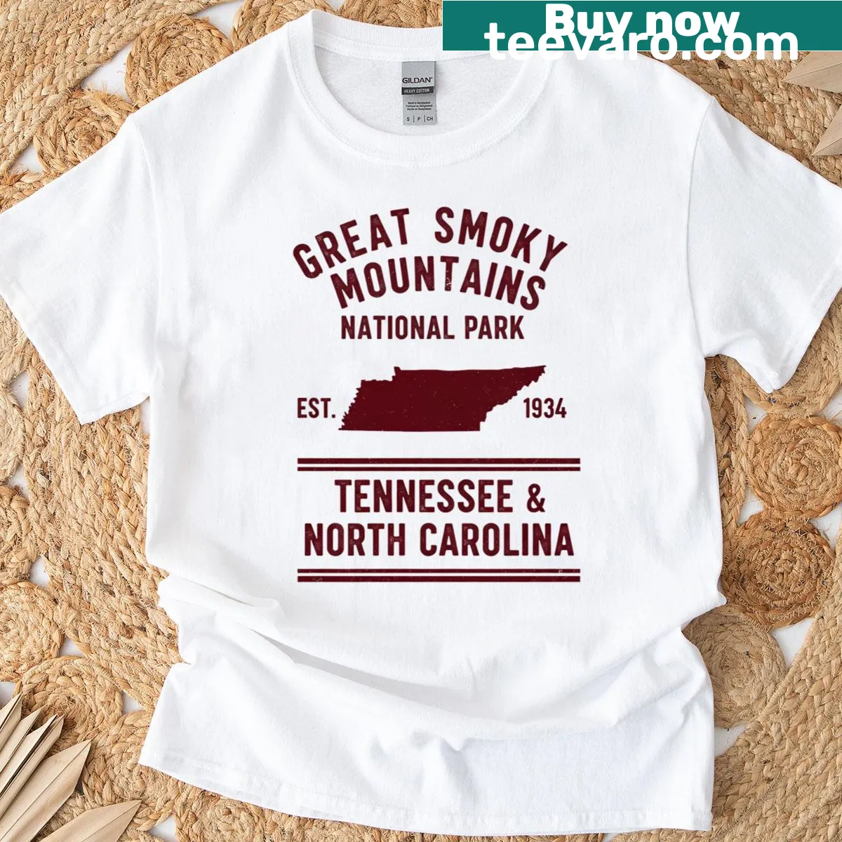 T-shirt featuring the Great Smoky Mountains landscape — on a men's t-shirt