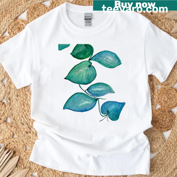 Illustration of climbing vines on a green T-shirt