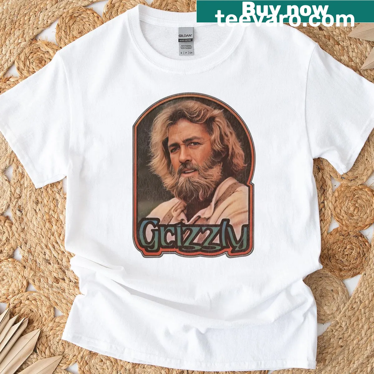 Vintage-inspired T-shirt featuring Grizzly Adams graphic — on a men's t-shirt