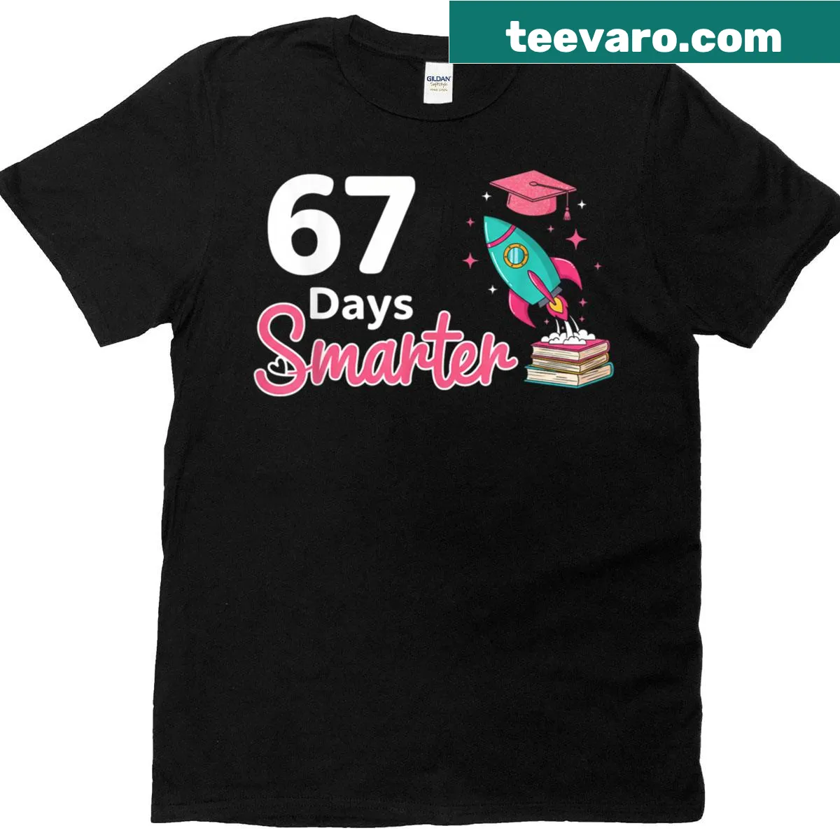 Cheerful T-shirt for kids celebrating '67 days smarter'. — on a men's t-shirt