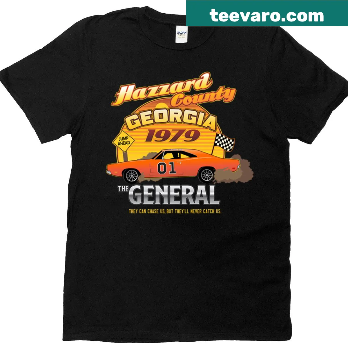 Illustration t-shirt featuring the General Lee from Hazzard County — on a men's t-shirt
