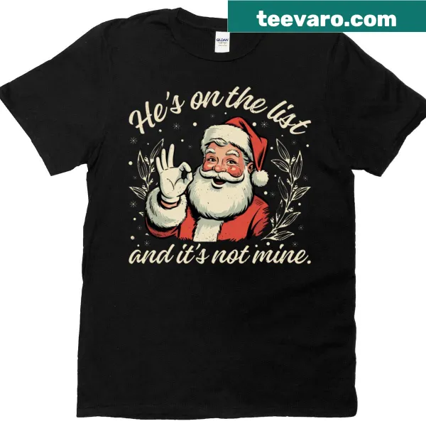 Funny Christmas t-shirt with Santa graphic and playful text