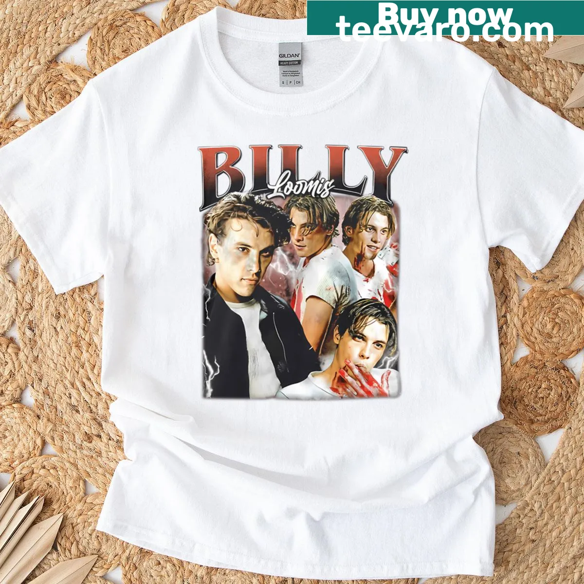 Iconic horror movie imagery featured on a classic t-shirt — on a men's t-shirt