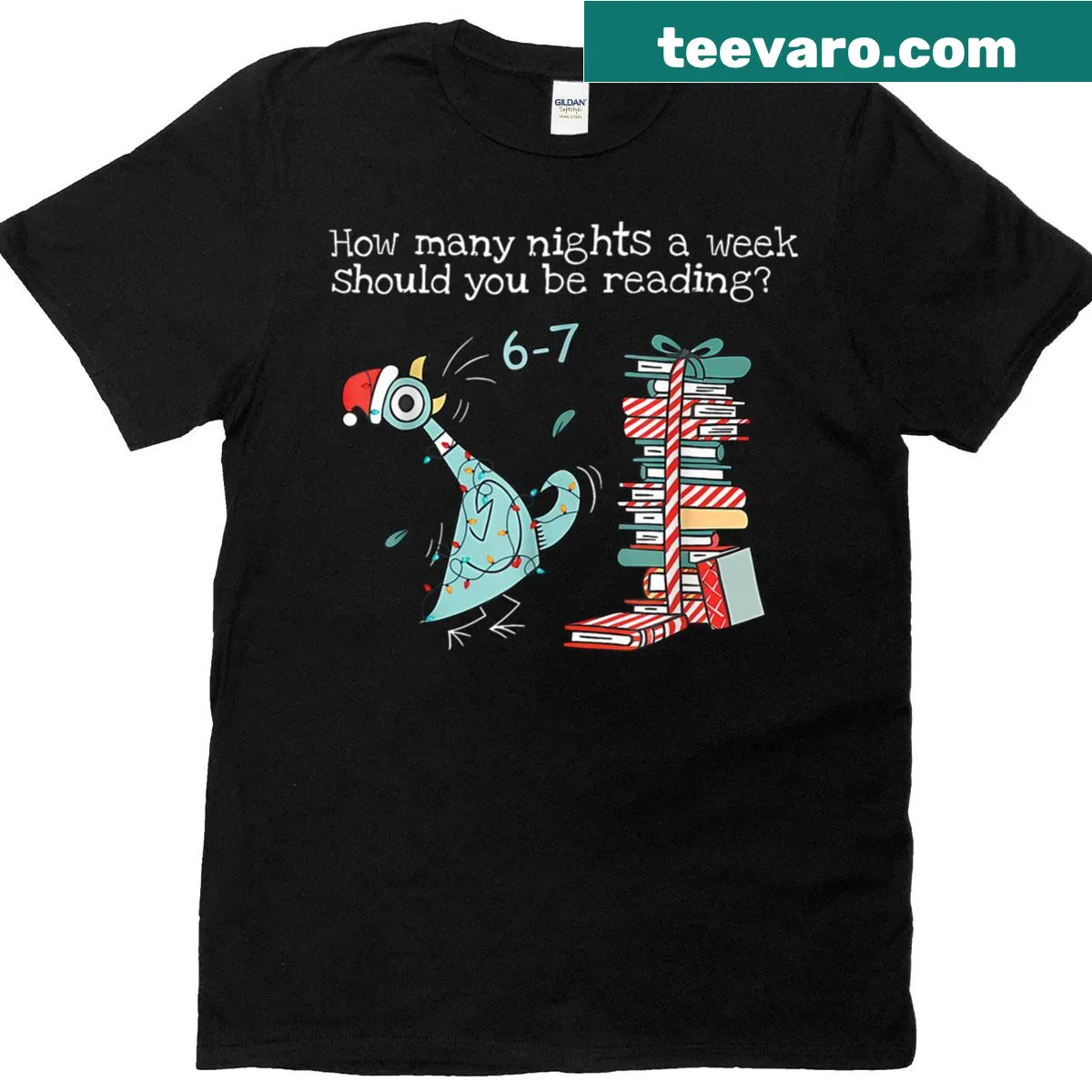 Humorous teacher t-shirt asking how many nights kids should read — on a men's t-shirt