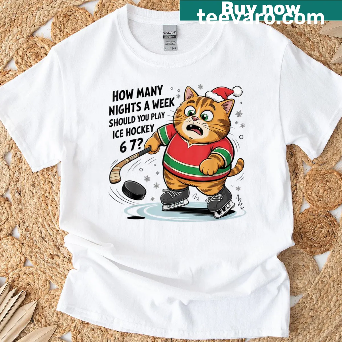 Funny ice hockey shirt with text about playing nights a week — on a men's t-shirt