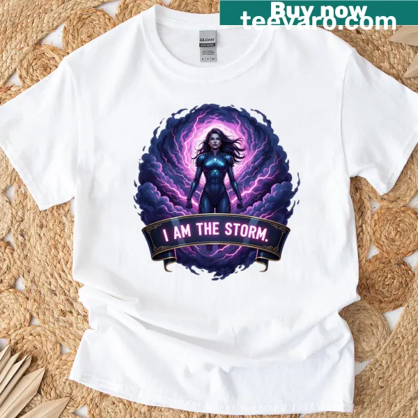 High contrast graphic t-shirt with lightning bolt and empowering text