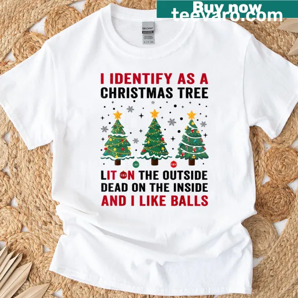 Christmas tree-themed t-shirt with a humorous twist