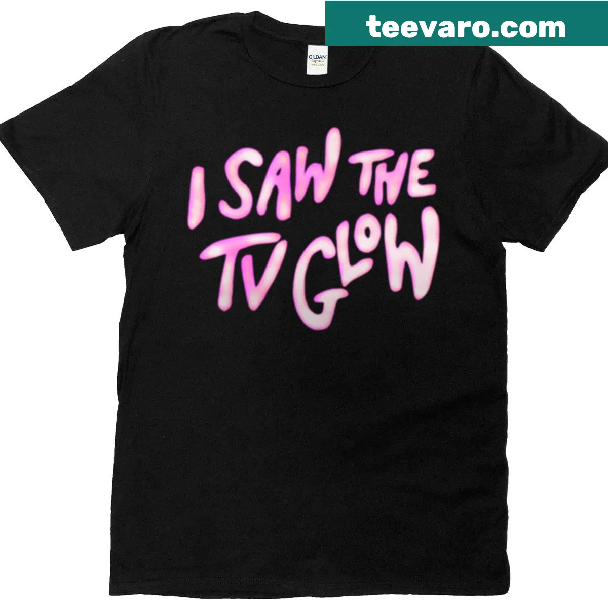 T-shirt with whimsical phrase 'I Saw The Tv Glow'. — on a men's t-shirt