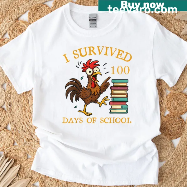 Celebratory t-shirt with the phrase about surviving 100 days of school